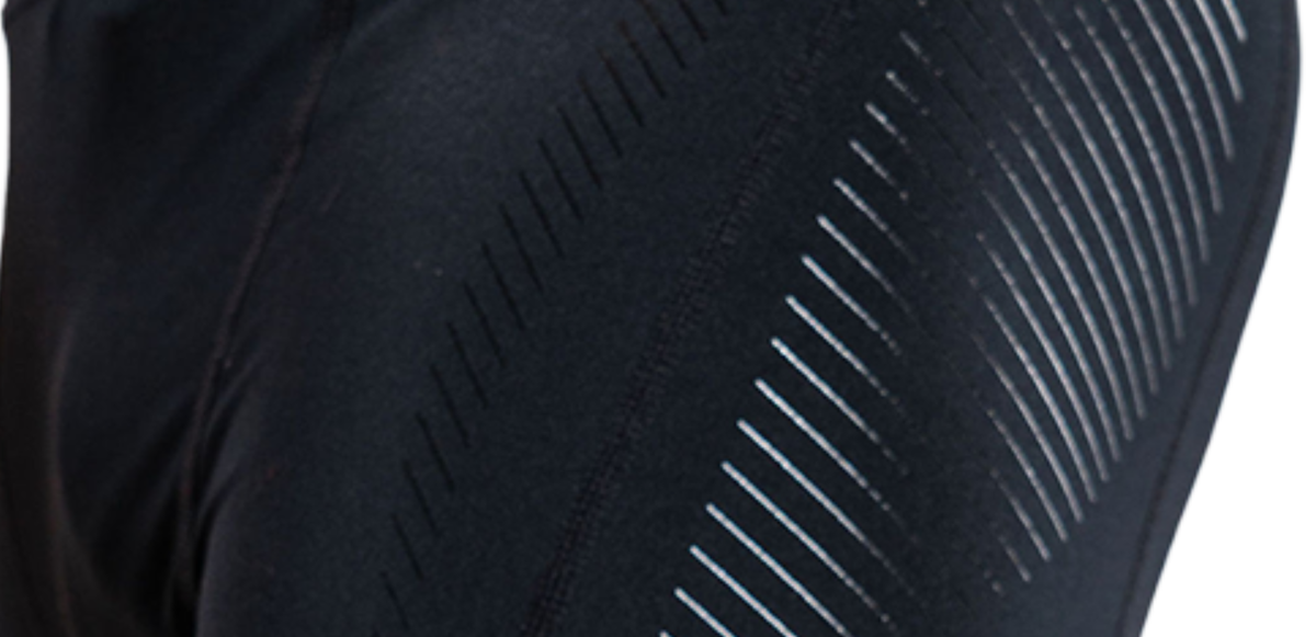 Close-up of a black athletic jammers with textured pattern